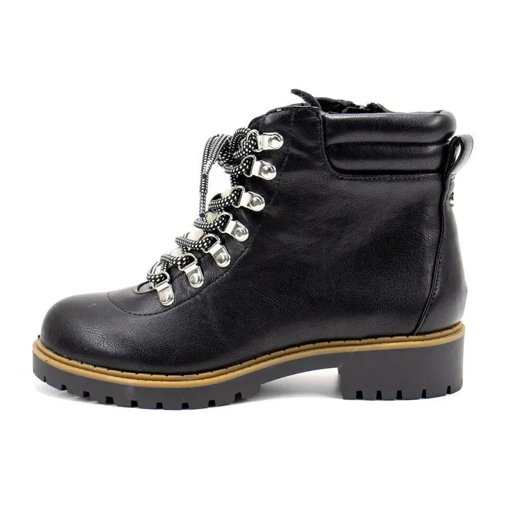 Style & Co Women Lug Sole Combat Boot Maariah Size US 7 Black Faux Leather new